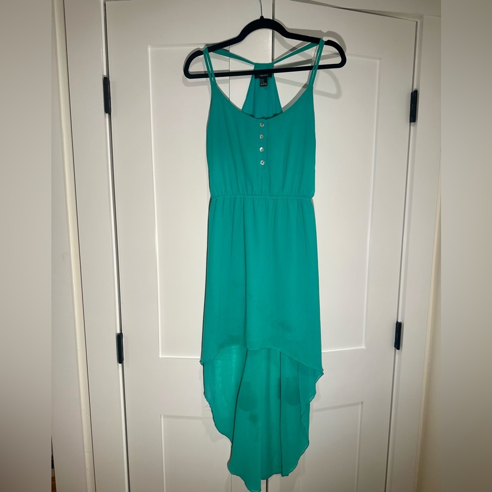 Teal high-low dress